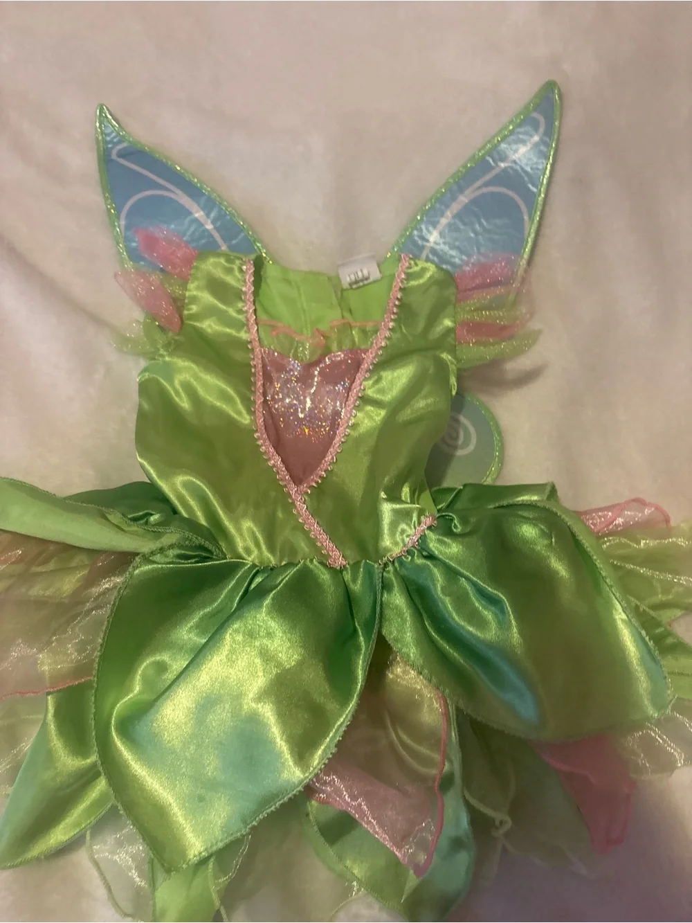 Disney Green and Pink Fairy Dress Costume with Blue Wing Accents - Picture 4 of 16